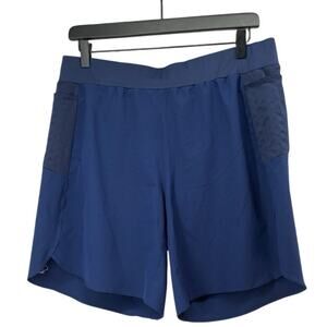Rabbit Running Shorts Mens Large Navy Brief Lined Jogging 7" Performance